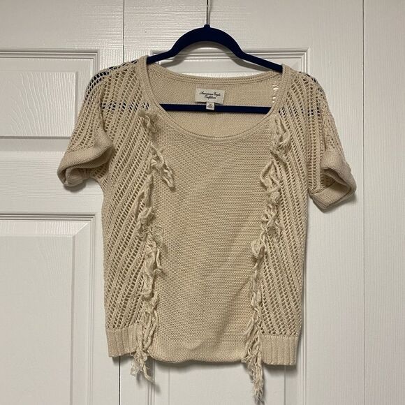 American Eagle, beige cropped short sleeved top - Picture 1 of 6